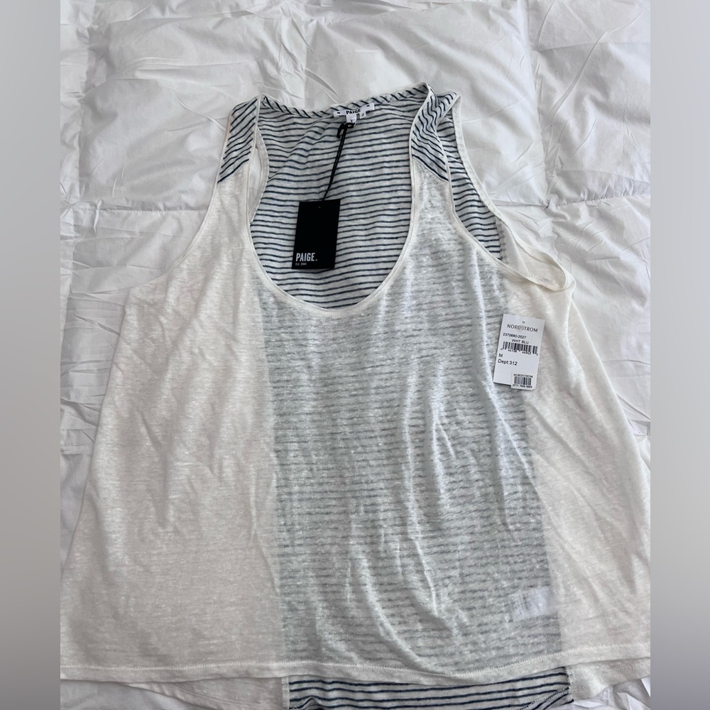 PAIGE Navy and White Striped Tank